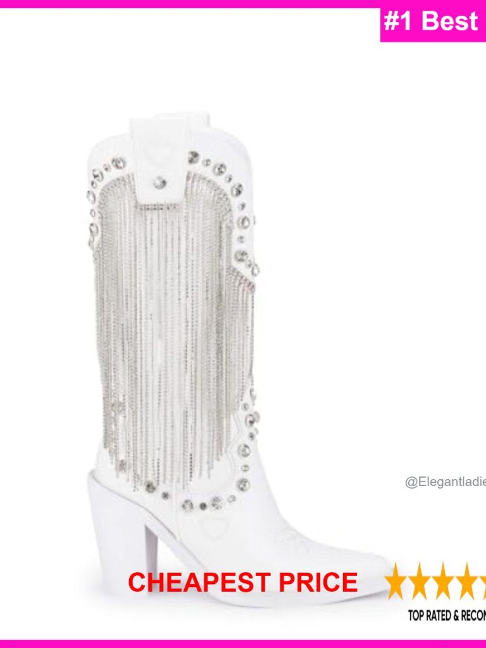 Vegan Leather Cowboy Ankle Boots with Rhinestone Fringe